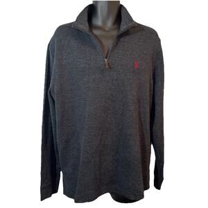 Polo Ralph Lauren Estate Rib Men Sz Large Gray 1/4 Zip Pullover Sweater